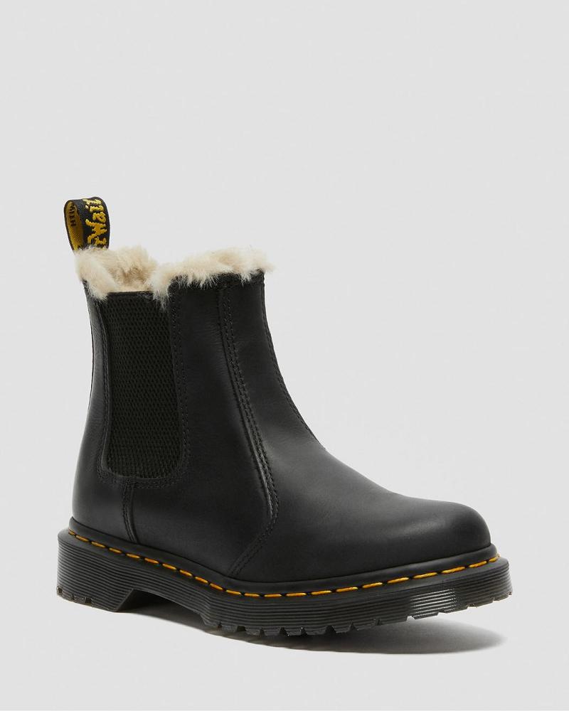 Black Women\'s Dr Martens 2976 Faux Fur Lined Winter Boots | CA 281KOR